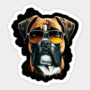 Boxer with Sunglasses Sticker